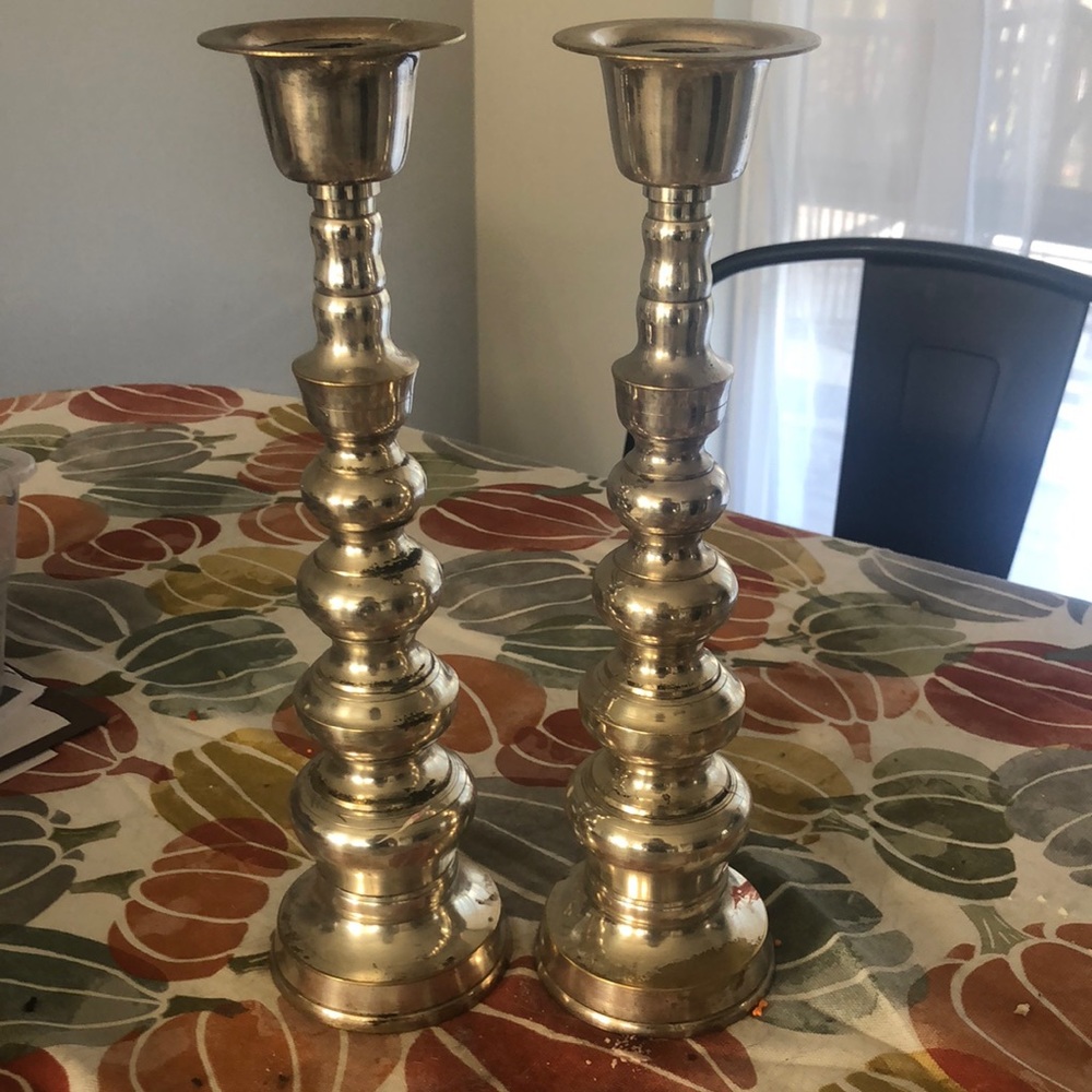 Sterling silver 925 1 foot candleholders vintage
